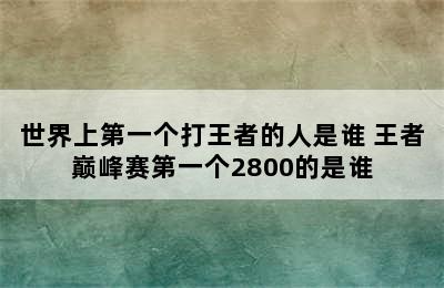 世界上第一个打王者的人是谁 王者巅峰赛第一个2800的是谁